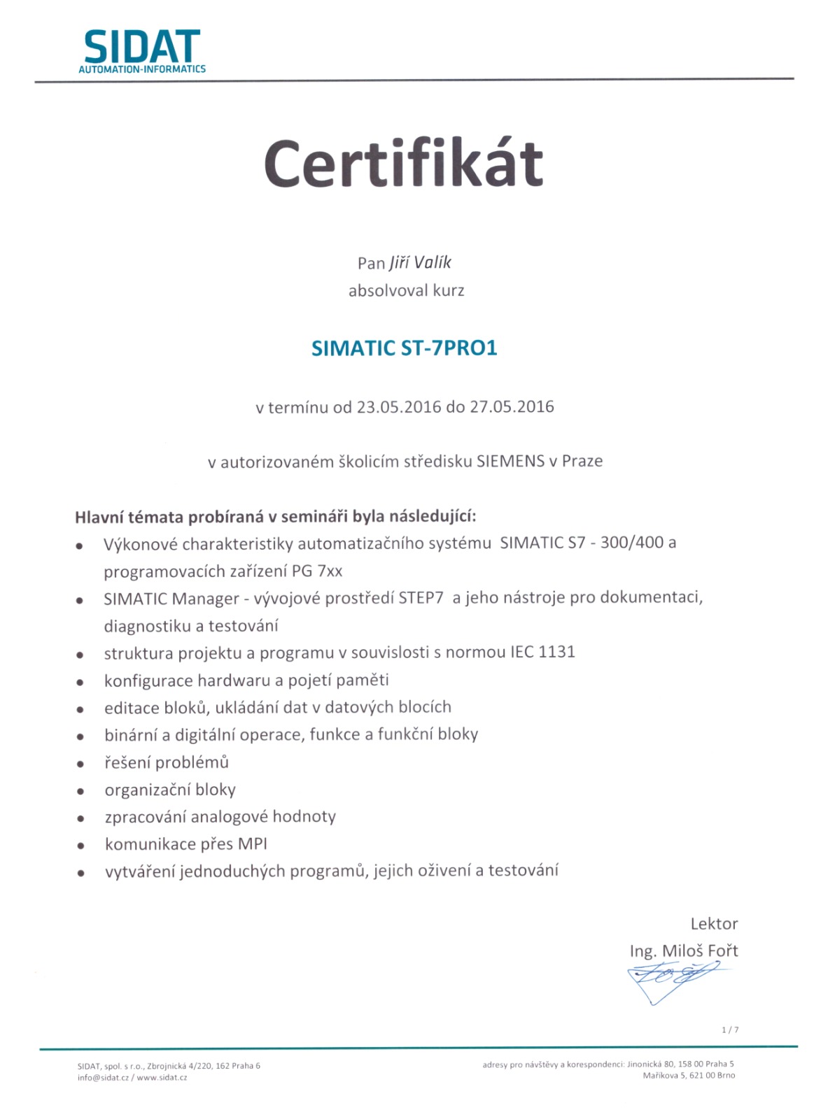 certificate